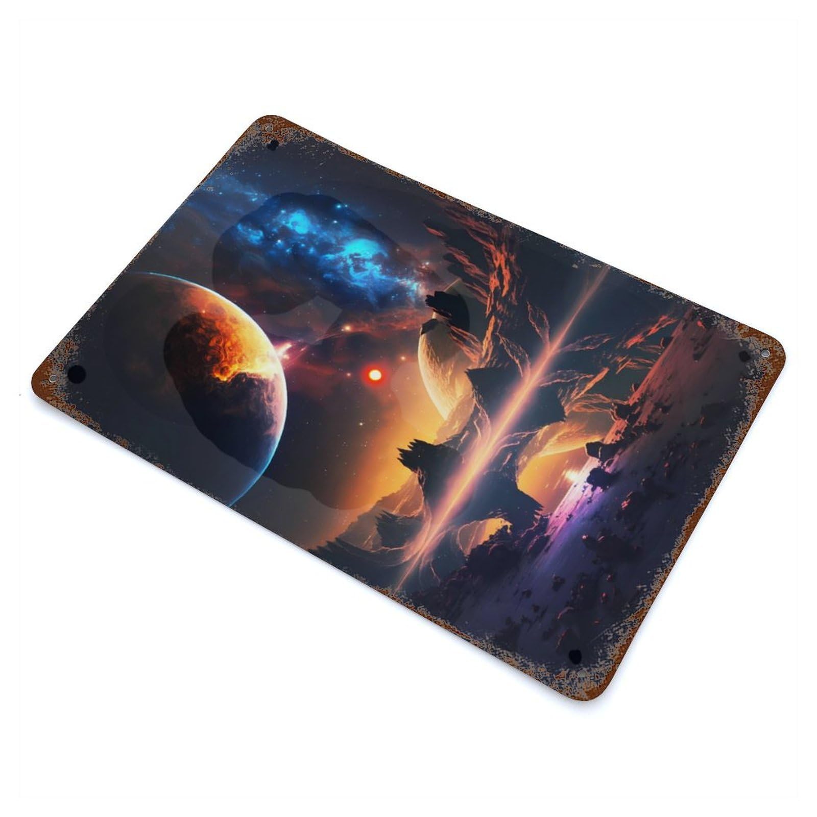 Dawn On Cosmos Planet Vintage Metal Tin Sign 11.8"x7.9", Industrial Home Decor for Garage, Pub Or Kitchen