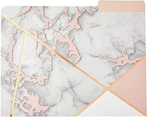 Miniatura 7 de Carpetas geométricas de mármol, suministros de oficina de oro rosa (tamaño carta, paquete de 12)