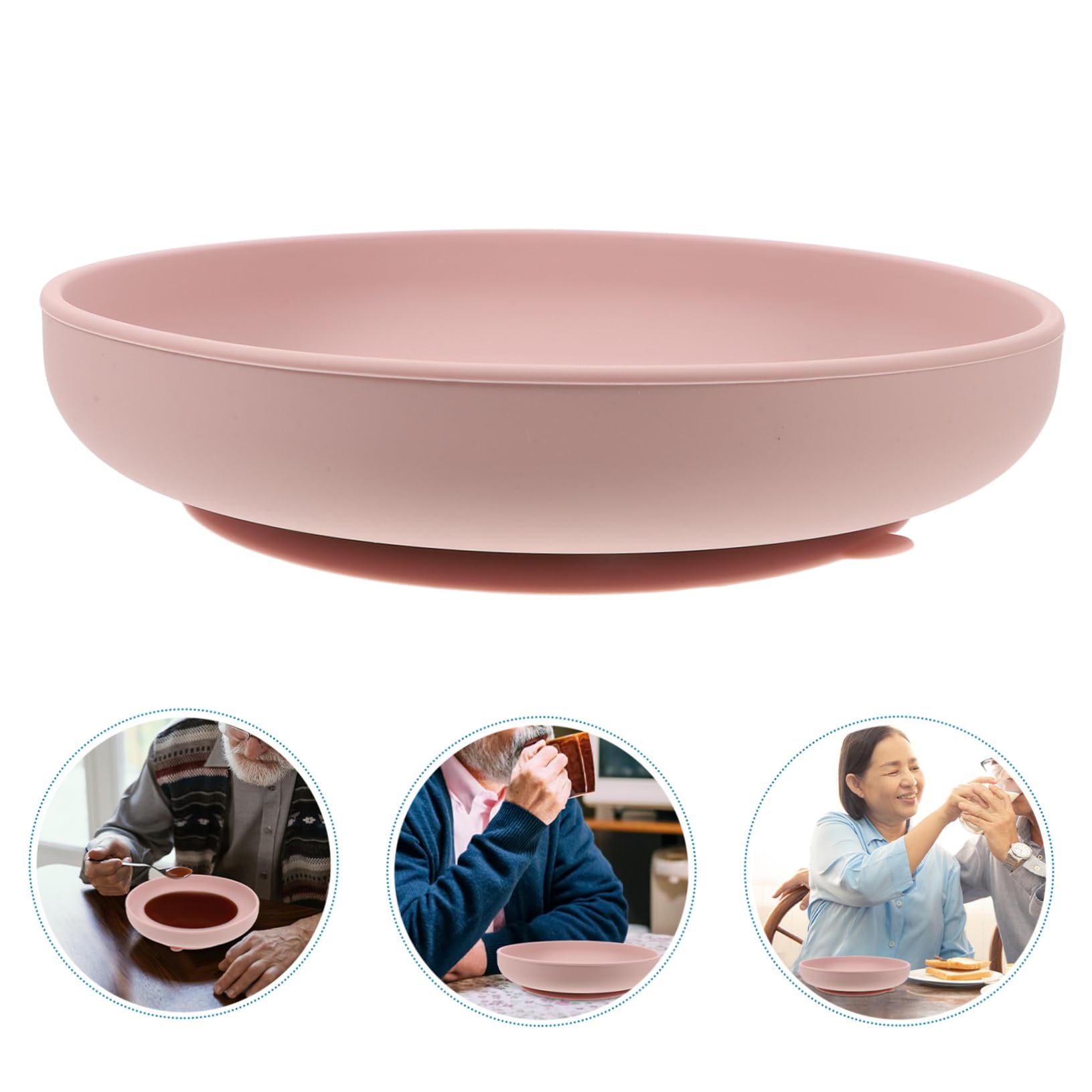 FRCOLOR 5 Piezas Plato de Silicona con Ventosa Antideslizante para Personas Mayores y Discapacitadas Derrames Utensilio Adaptativo Portátil para Alimentación Independiente