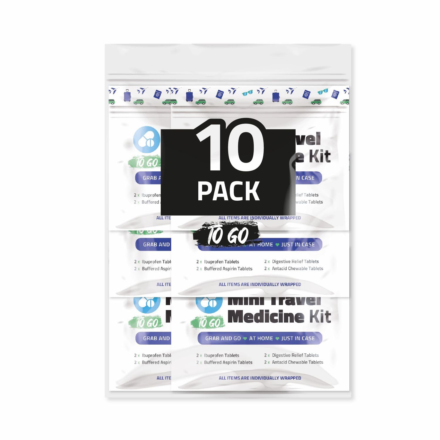 Mini Travel Medicine Kit – Variety Pack of Individual OTC Packets