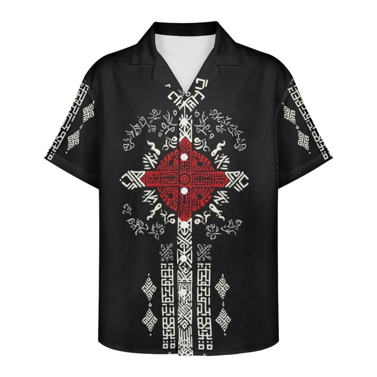 Men's Viking Norse Mythology Vintage Warrior Tattoo Casual Button Down Hawaiian Shirts