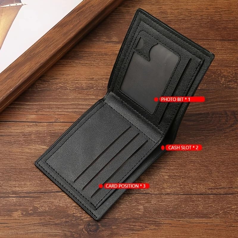 Men's Business Horizontal Short Wallet Money Clip, Fashion Large Capacity PU Leather Wallet3