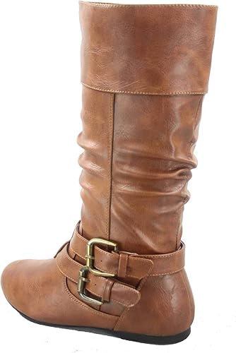 Vista 3 de Forever Sonny-54 - Botas de equitación a media pantorrilla con hebilla y hebilla para mujer