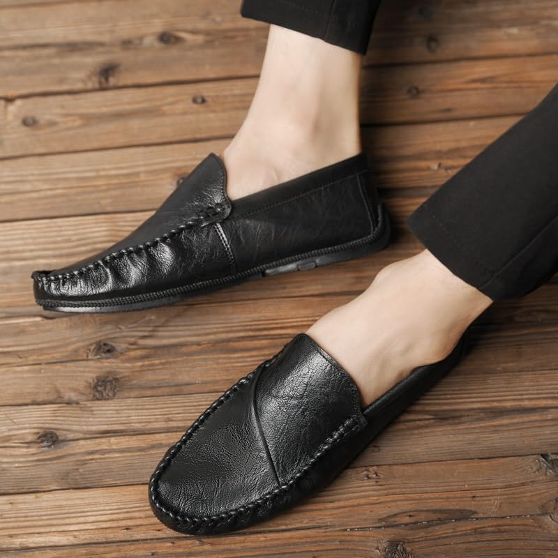 Mens Loafers Shoe Round Toe Vegan Leather Loafer Shoes Slip Resistant Lightweight Flexible Walking Slip-on4