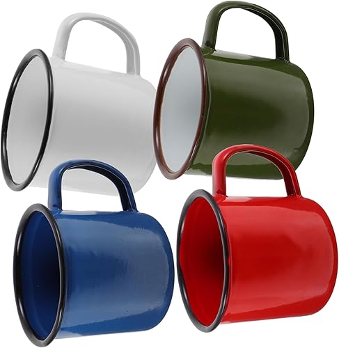 Yardwe 4 tazas de esmalte retro multifuncionales de colores surtidos para uso ligero y fácil de limpiar para bebidas de vino