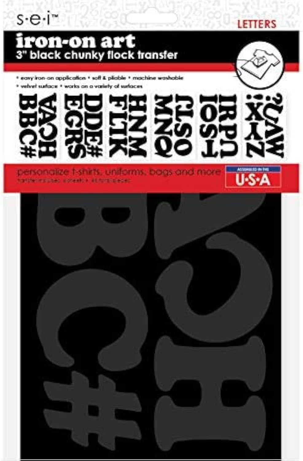Amazon.com: S.E.I 3-Inch Iron-on T-Shirt Letters, Chunky Letter Flock ...