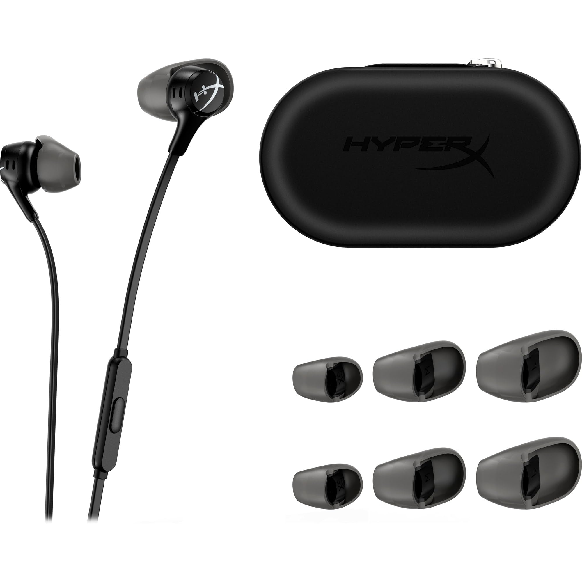 HyperX Cloud II Auricolari, Connettore a 90 Gradi, Cavo Antigroviglio, 4 Misure di Copriauricolari in Silicone, Microfono Integrato e Pulsante Multifunzione, Adatto per Nintendo Switch e PC, Nero