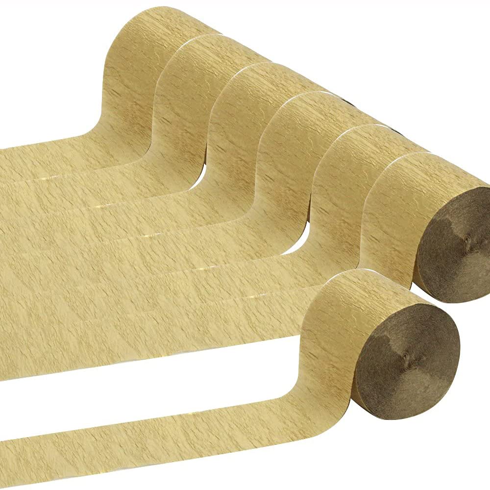 Goldene Krepppapier-Luftschlangen Set – 6 Rollen à 25 M, Für Party-Deko, Basteln, Hochzeit, Geburtstag