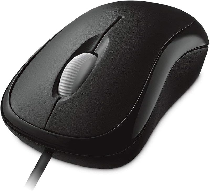 Ratón óptico básico - Negro. Cómodo, uso con la mano derecha/izquierda, diseño ergonómico, ratón USB con cable, para PC/portátil/escritorio