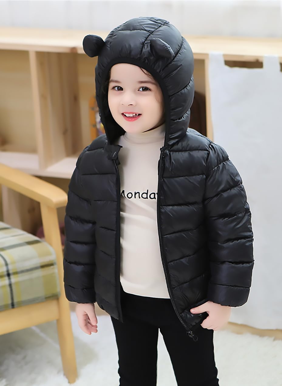 AIWUHE Baby Puffer Jacket Hooded Light Winter Coats Bear Ears Zipper Up Down Coats Outwear for Toddler Boys Girls 6M-4T - Image 4