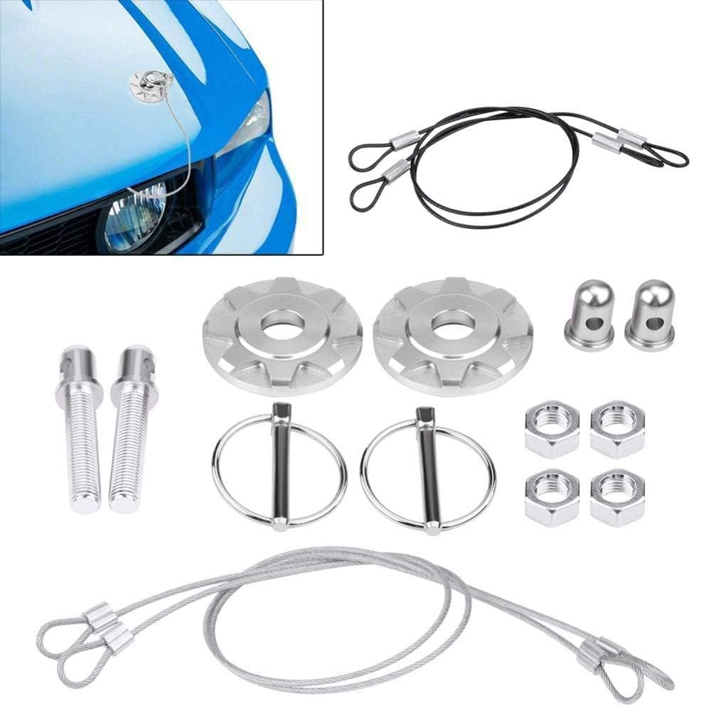 Perno del cofano, blocco del perno del cofano in lega di alluminio CNC, kit di blocco del perno del cofano universale, Argento