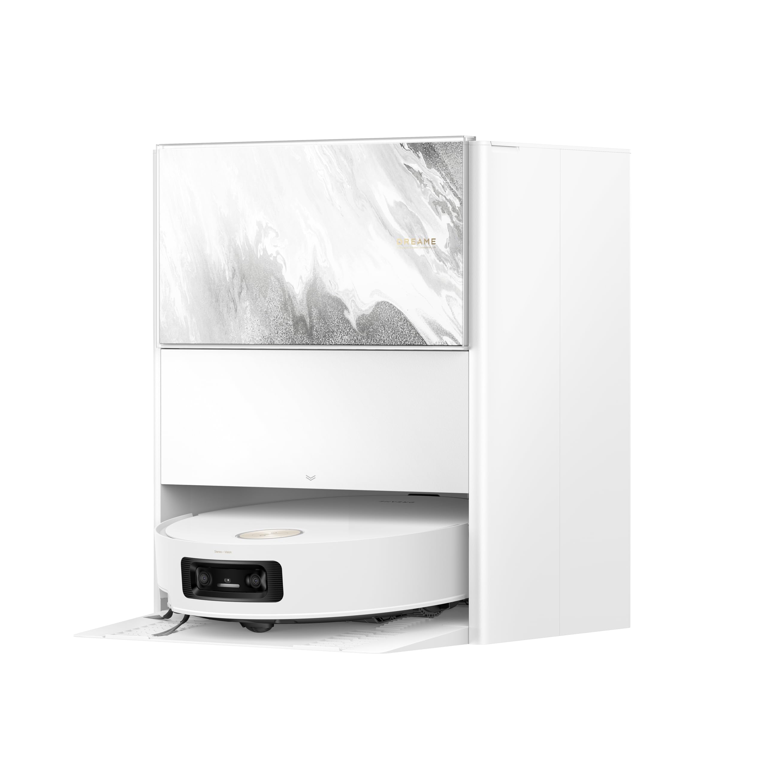 DREAME Aqua10 Ultra Track Complete Robot Aspirapolvere, Lavaggio 45 °C, Supera Ostacoli di 6 cm, Auto-pulizia Mocio, Aspirazione da 19.500 Pa, 0 Grovigli, Evita Oltre 240 Oggetti, Controllo Vocale