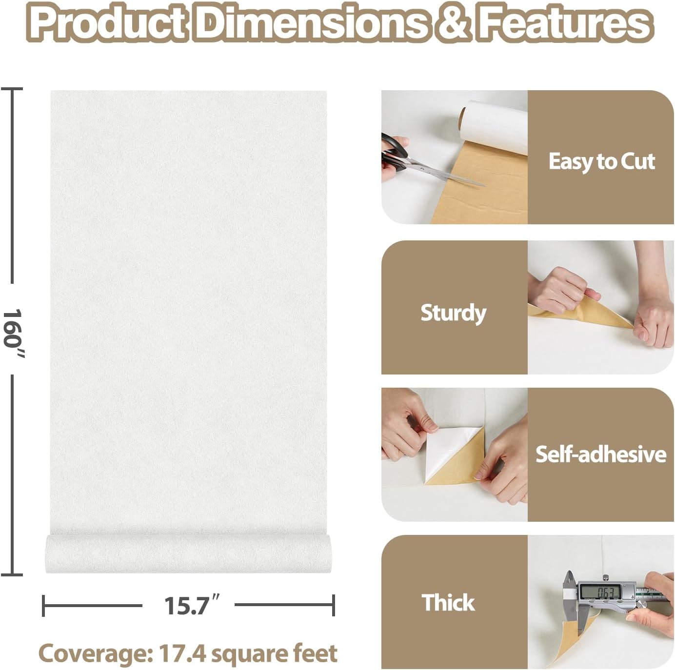 White Felt Drawer Liner Adhesive Velvet Fabric Wallpaper Peel and Stick Velvet Flocking Liner for Jewelry Drawer Shelf Lining 15.7"x160" White Contact Paper Flock Felt Sheets for Arts Crafts