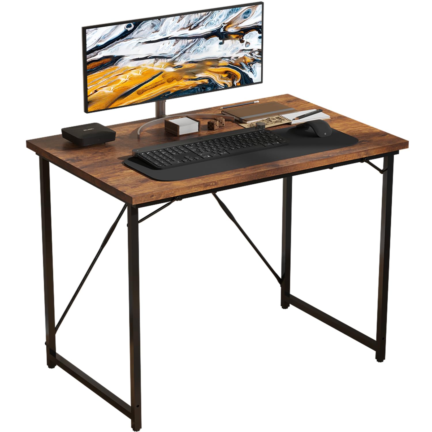 JUMMICO Escritorio de 80 x 50 x 75 cm, Mesa pequeña para Ordenador, Mesa de Oficina para Estudio, Mesa de Ordenador, pequeña para el hogar, Oficina, Color marrón