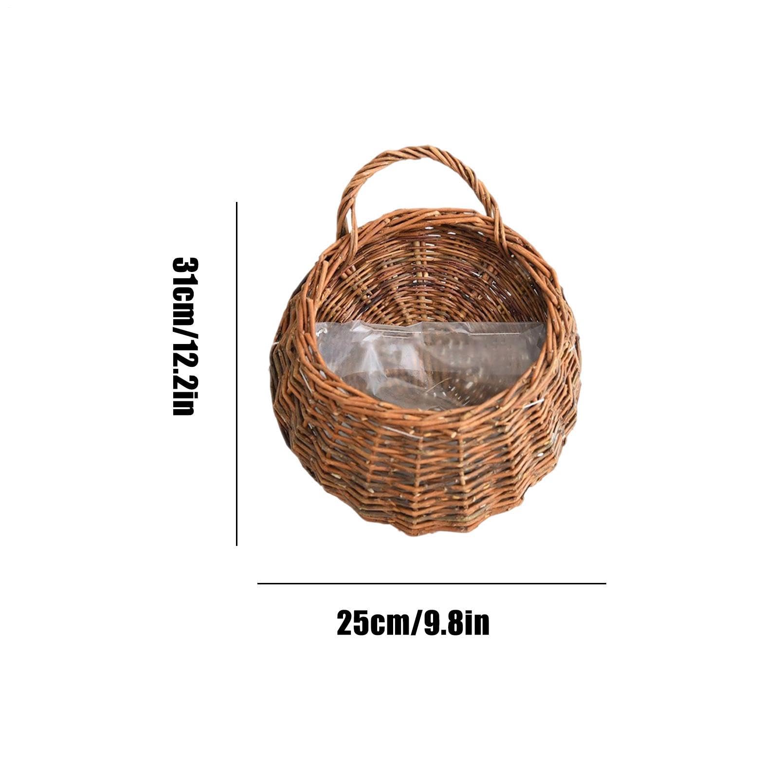 Fioriera artigianale in rattan, vaso da fiori in salice fatto a mano, vaso da 30 cm con retro , cestino da parete in fibra naturale, contenitore da appendere con stile intrecciato, supporto per