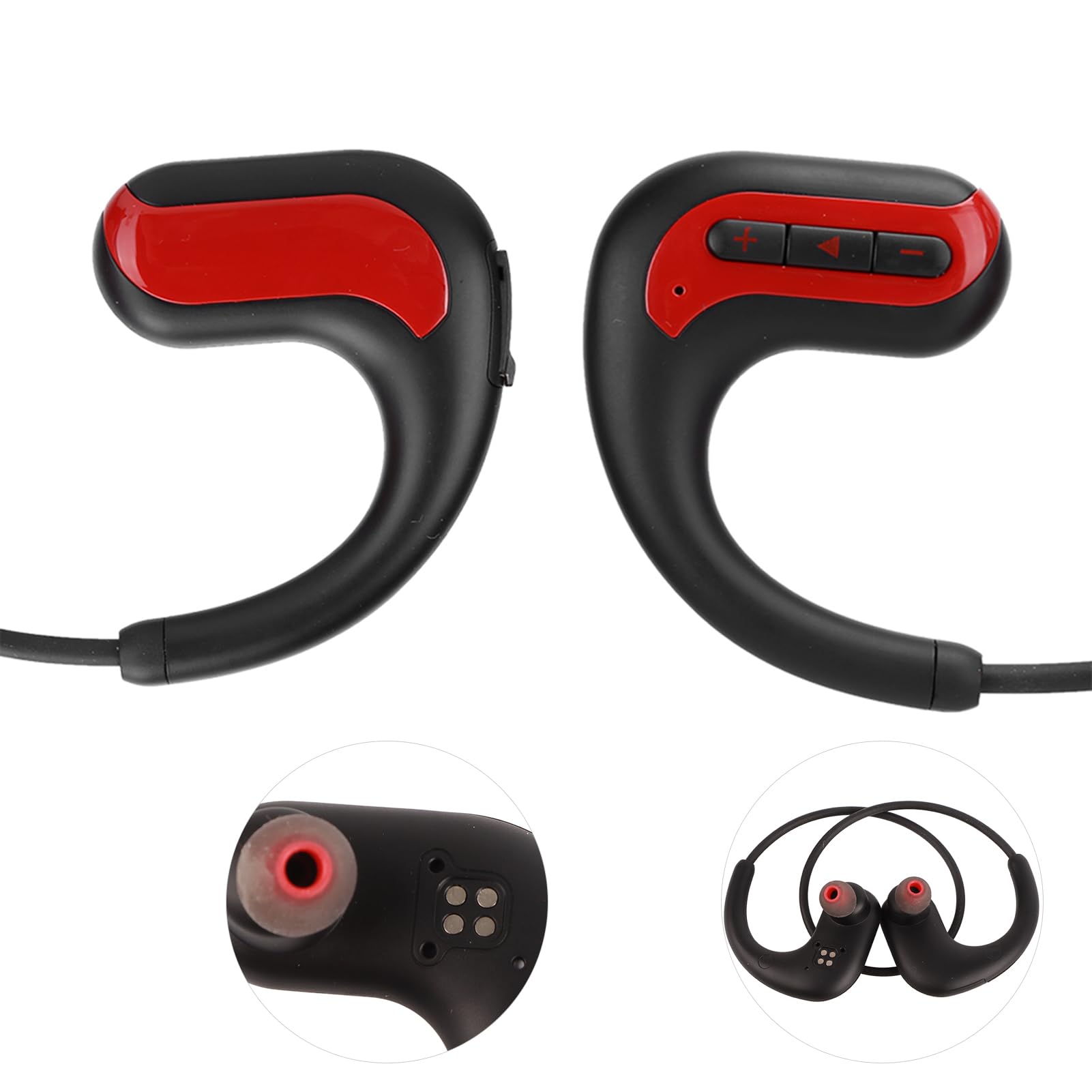 Ulepszony Wodoodporny Sportowy Zestaw Słuchawkowy IPX8 S1200 Pływanie Tylne Wiszące Słuchawki Bluetooth z Pamięcią 8G do Uprawiania Sportu, Wielofunkcyjne Bezprzewodowe Słuchawki (Czerwony)