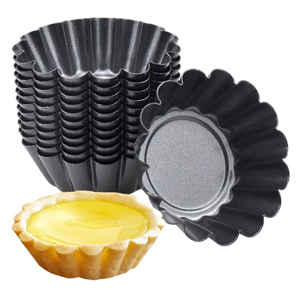 Amasawa10 Pieces Stainless Steel Egg Tart Mould Egg Tart Shape Tool for Small Cake Biscuit Pudding Baking Mould