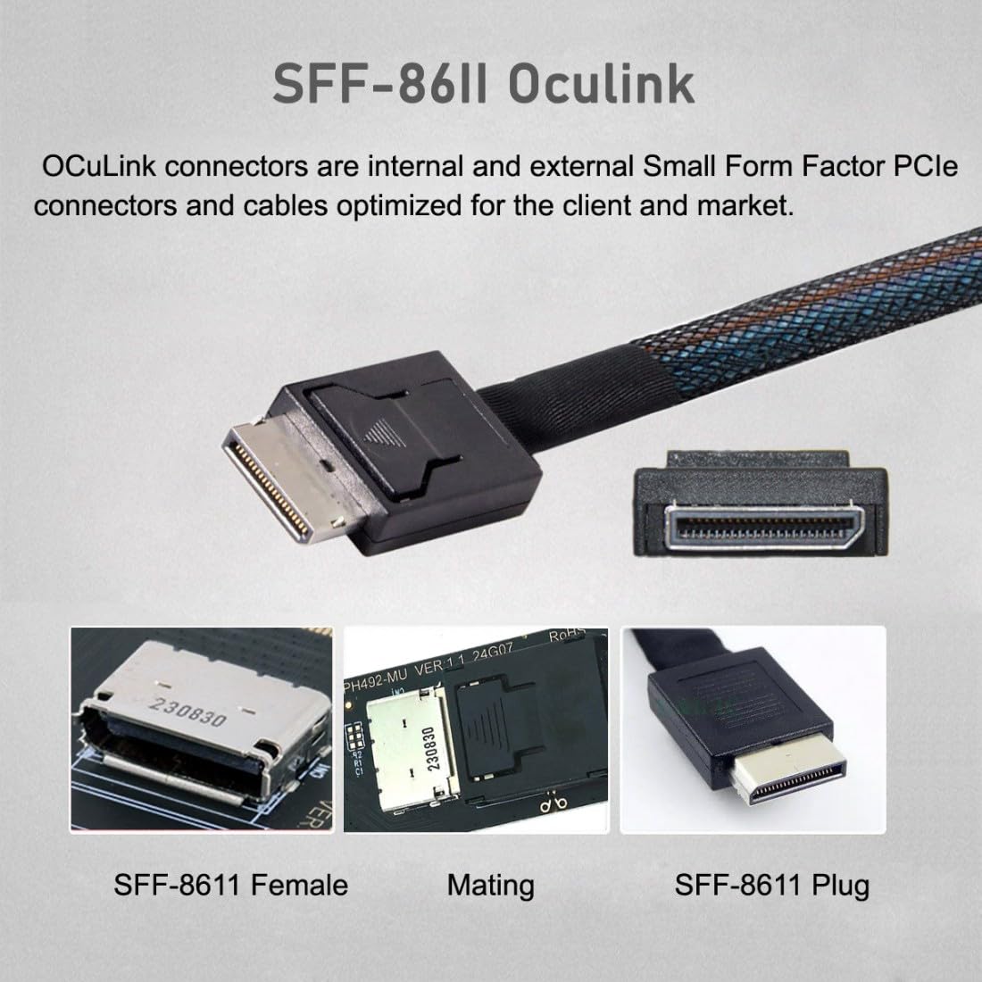 chenyang Oculink SFF-8612 to PCI-E 4.0 NVME M.2 M-Key Host Adapter with ReDriver Chipset Support 2242/2260/2280mm for External Graphics Card & SSD