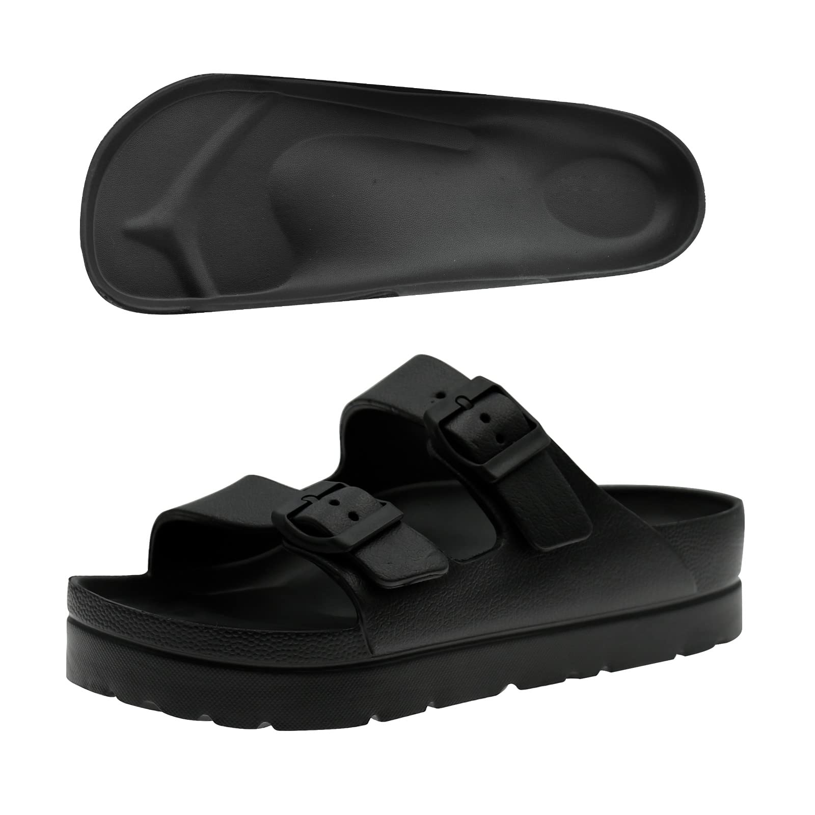 ScecocrsWomen Platform Sandals with Arch Support, Adjustable Double Buckle Slide for Woman, Summer Vacation Sandal for Beach,Garden,Pool,Easy Street, Sandalias de Plataforma Para Mujer