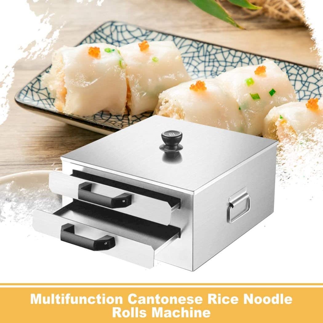 Reis-Nudel-Rolls-Maschine, offener Top-Deckel gedämpfter Vermicelli-Roll-Dampfer mit 304 Edelstahl, chinesischer Cheung-Spaß, Ofen, die chinesische Küche Rezepte Kochgeschirr 2-Schicht kochen