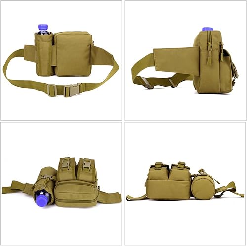 Miniatura 3 de Huntvp Riñonera táctica con soporte de bolsillo para botella de agua impermeable Molle Fanny Hip Belt Bag Camuflaje (Acu Camouflage),Verde