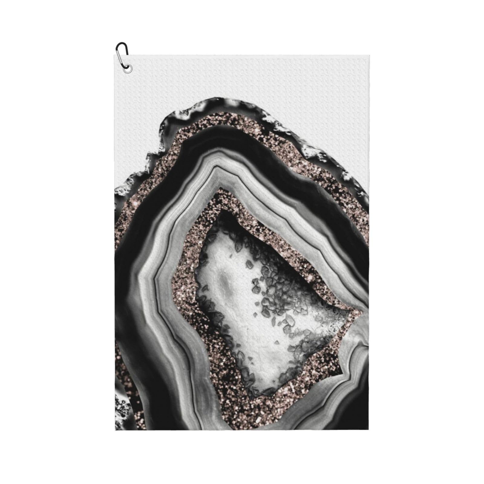 Hnnkloy Agate Rose Gold Glitter Glam Gem Decor Art, 16x24 in Portable Waffle Golf Towels with Carabiner Clip for Golf Bag