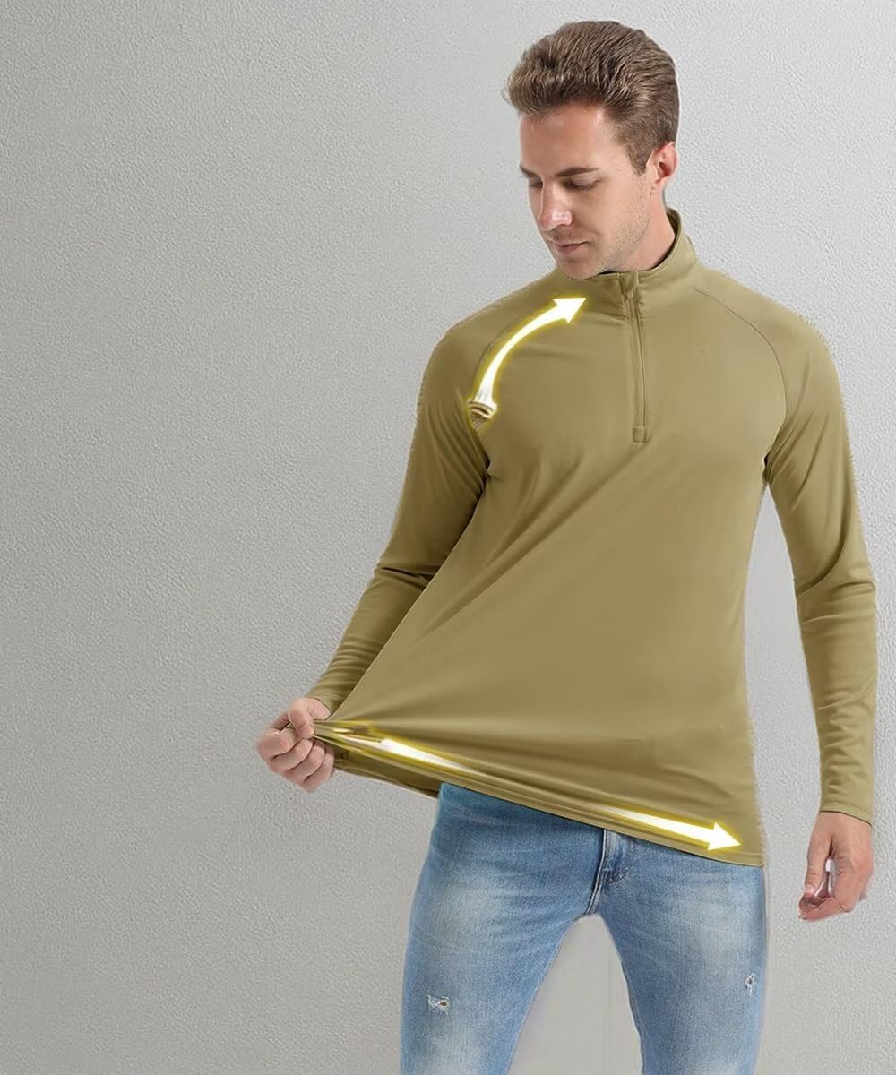 Boladeci Men's UPF 50+ Sun Shirts 1/4 Zip Long Sleeve SPF UV Protection Lightweight Quick Dry Quarter Zip Golf Shirts
