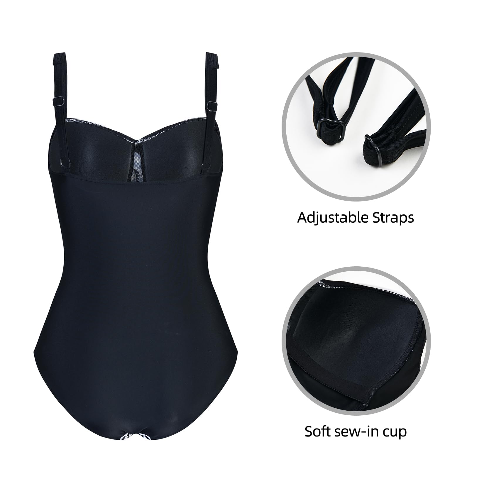 Damski strój kąpielowy redukujący, jednoczęściowy strój kąpielowy z marszczonym brzuchem, plus size monokini push up z wypełnieniem