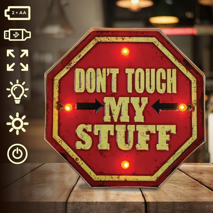 FOREVER Light Plaque Métallique Rétro LED Don't Touch - Grande Plaque