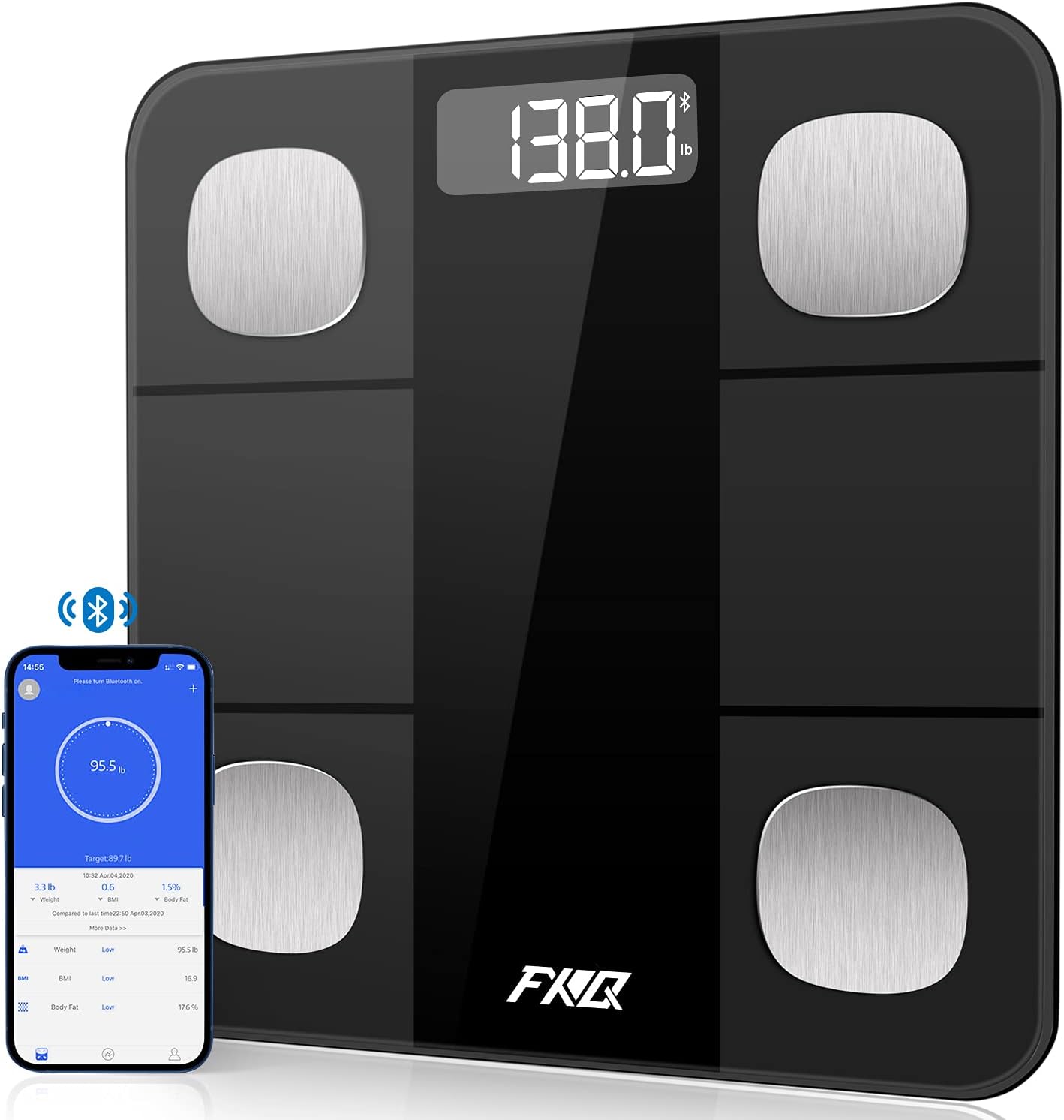 Scales for Body Weight and Fat Bluetooth Digital Scale for Bathroom Smart BMI Scale Body Composition Analyzer Sync 14 Data, High Precise Wireless Weight Scale with Smartphone App