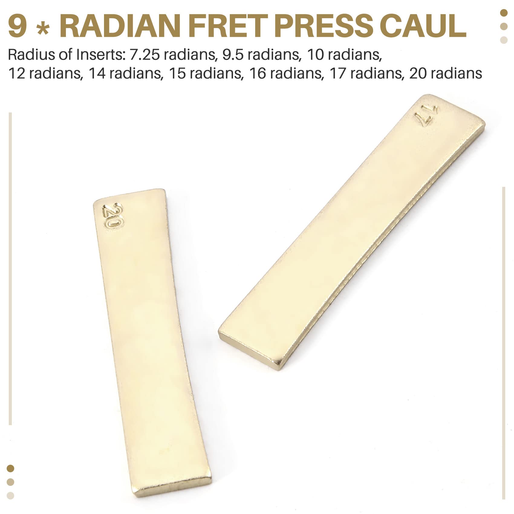 Gitarrenbauer Set Gitarren Bund Presse Netz Brett Press Werkzeug + 9-Teilige Messing Radian Bund EinsäTze mit Dem Sechskantschlüssel