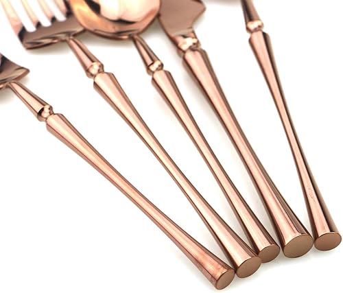 Miniatura 6 de JASHII - Juego de vajilla de lujo de acero inoxidable 1810, juego de 5 piezas, brillante para restaurante, vajilla de cubiertos, 4