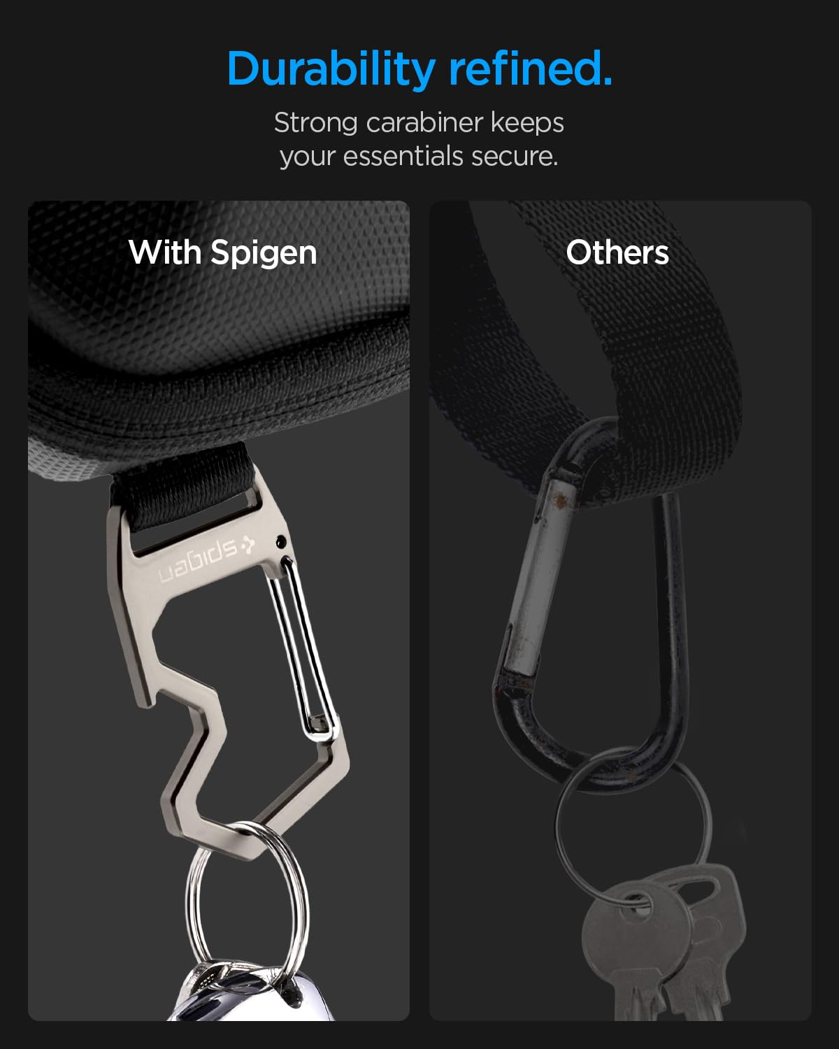 Spigen LIFE Lock Fit Étui pour Lunettes de Soleil Outdoor, Coque EVA avec Mousqueton - Noir