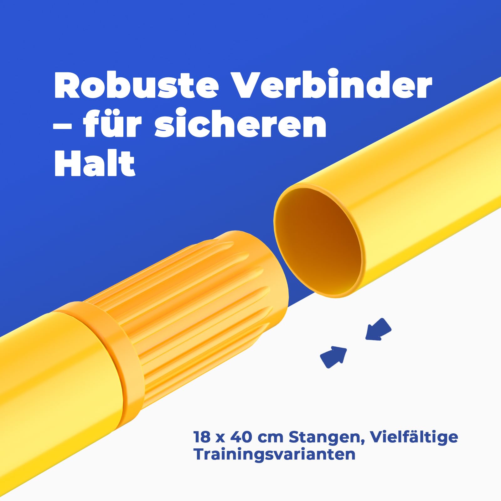 GHB Steckhürdenset Hobby Horsing 12 Kegel 18 Stangen, Agility Hürden Set Hunde, Fussball Trainingszubehör für Koordinationstraining mit Tragetasche