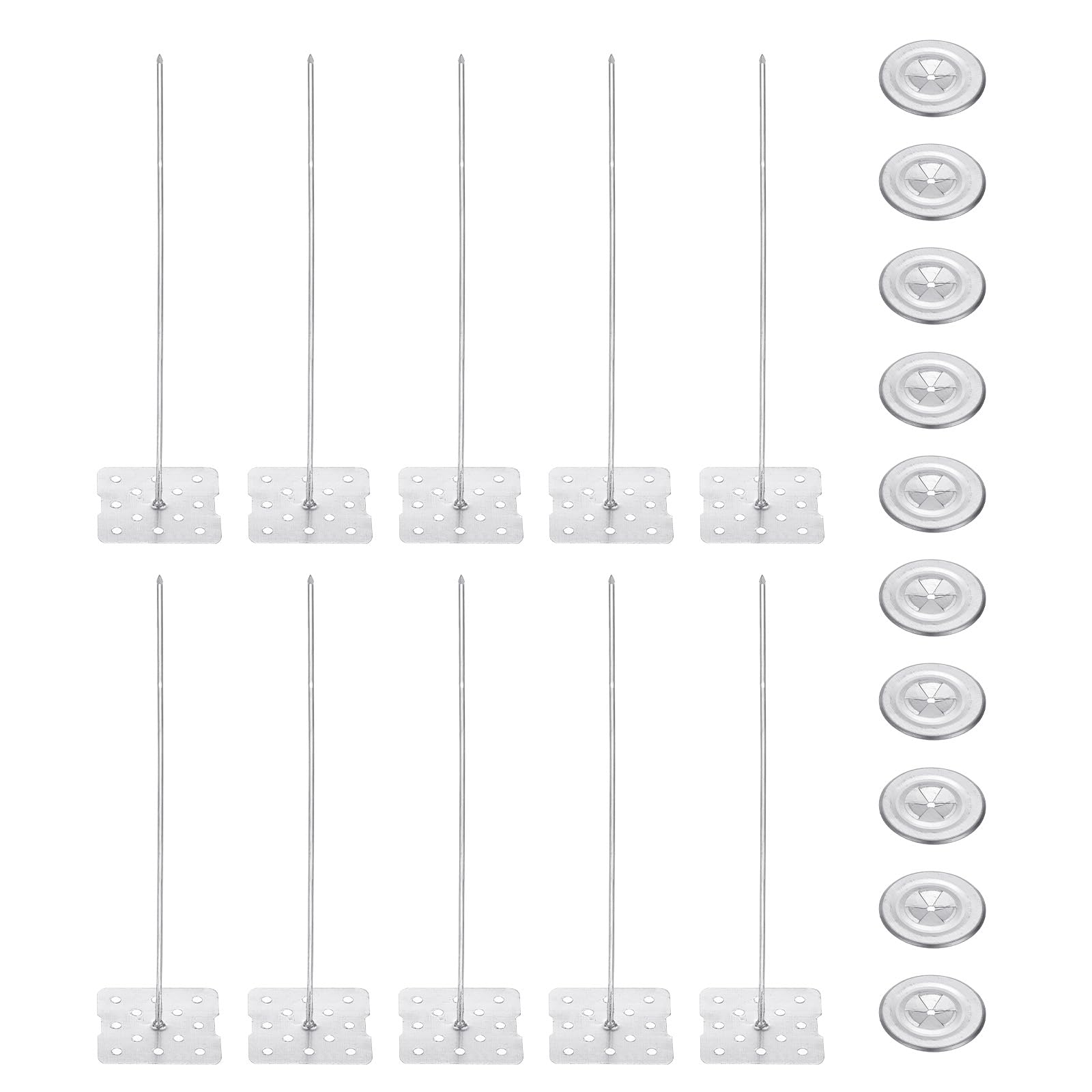 PATIKIL 140mm Perforated Insulation Pins with Round Washer,50 Sets 2in Insulating Nails Wall Plug for Fixing Foam Boards to Wall or Ceiling