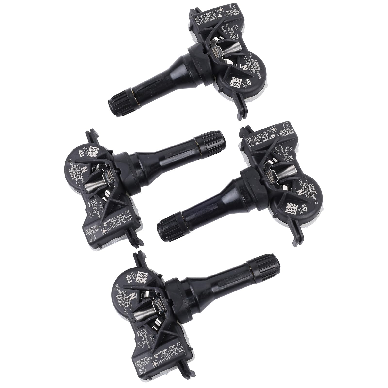 4x Sensore pressione pneumatici per Espace 5 Kadjar Scénic 4 Talisman Leaf Micra K14 Qashqai Granta Sistema di monitoraggio pressione pneumatici Numero di parte 407004CB0B 407004CB0A
