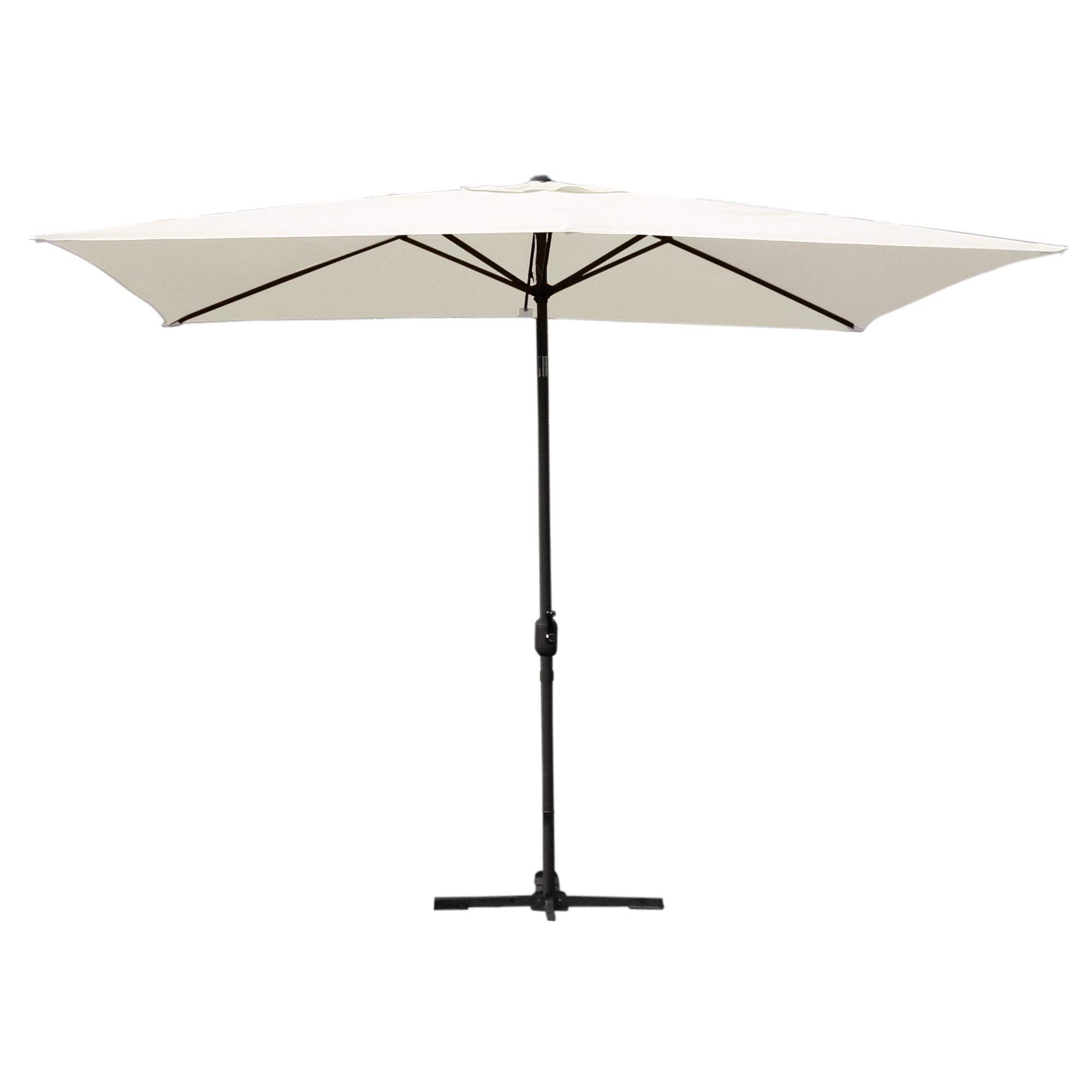 Jeco UBP61-UBF62 Aluminum Patio Market Umbrella Tilt with Crank Fabric & Black Pole, 6.5' x 10', Tan