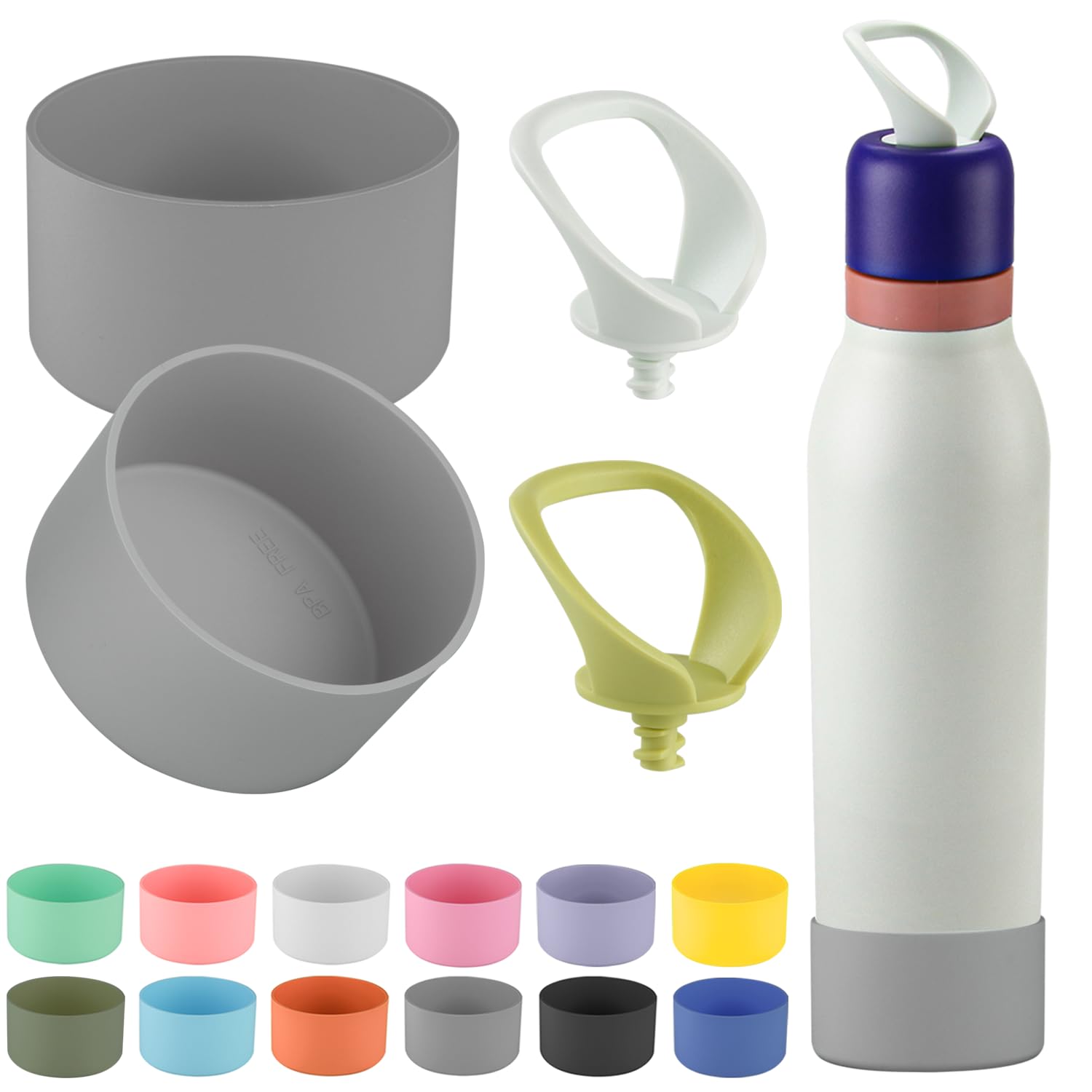 2pcs Silicone Boot for Owala FreeSip Twist Water Bottle 24oz,Applicable Anti-Slip Protective Sleeve for Owala FreeSip Twist,Anti-Slip Bottom