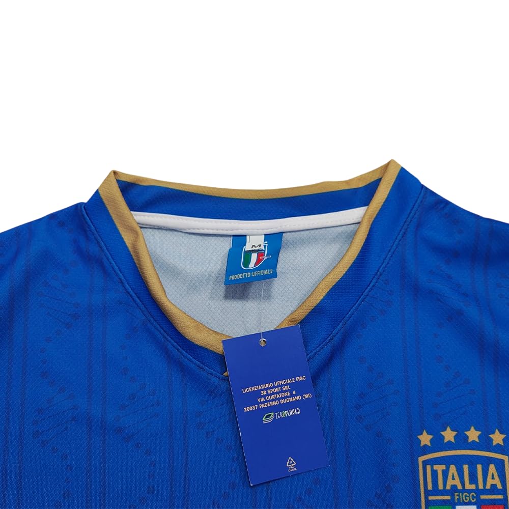 FIGC Maglia Replicadella Nazionale Italiana di Calcio, Personalizzabile con Nome e Numero, 100% Poliestere, Made in Italy, Taglie Bambino, Ragazzo e Adulto (da 4 Anni alla XXL)
