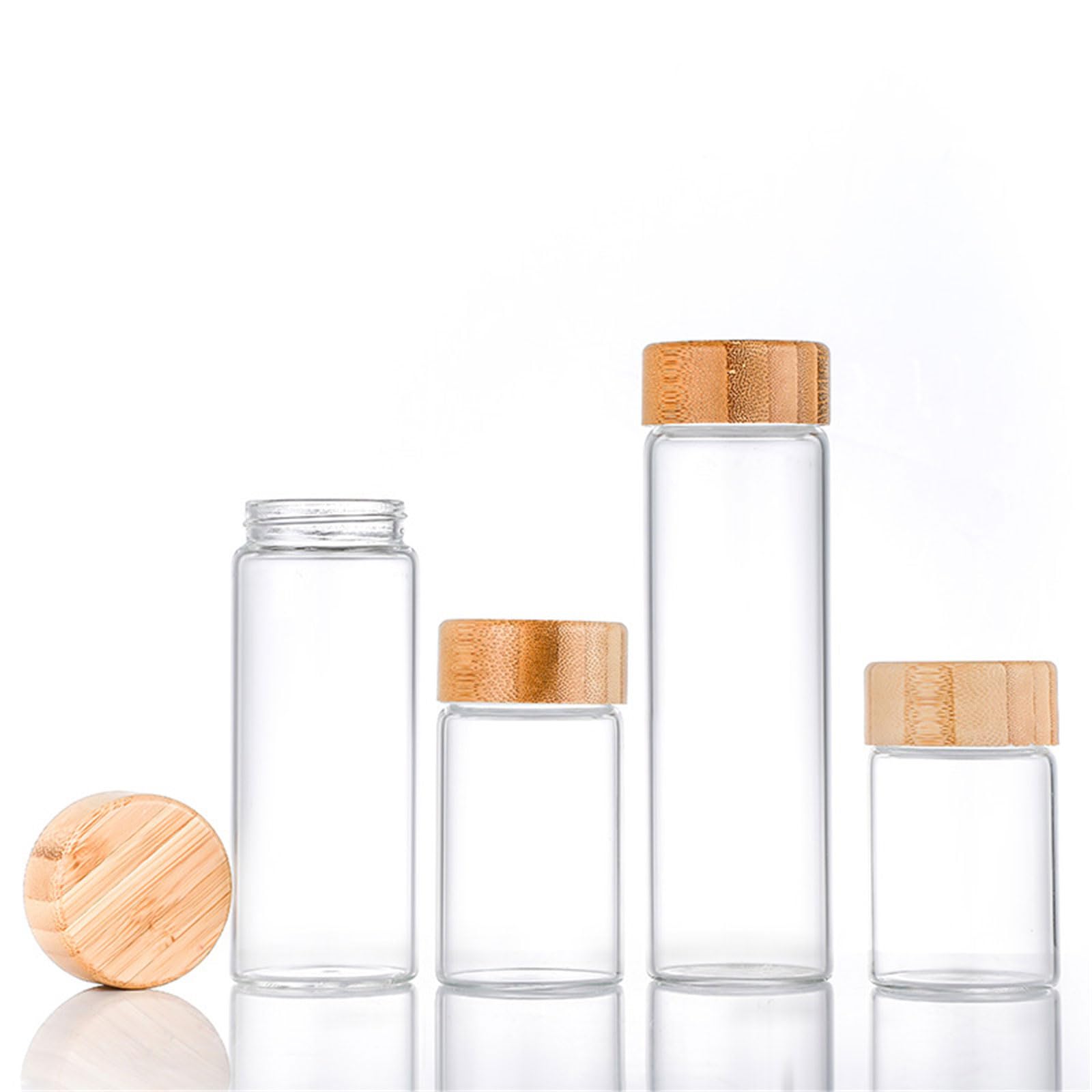 De 24 herméticos Multiusos, Recipiente de Vidrio Resistente con Cubiertas de bambú, diseños para Almacenamiento de Especias y condimentos, tarros de Especias