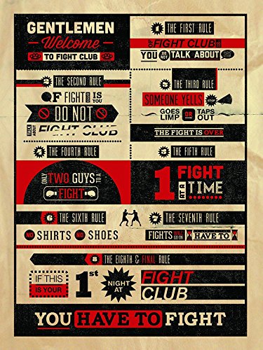 Fightclub El Club de 60 x 80 cm Popartuk diseño con Texto en inglés Impresión de Lienzo