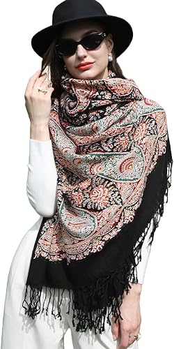 Miniatura 137 de DANA XU Manta de pashmina extragrande 100% de lana merina, bufanda de viaje, bufanda de cachemira para mujer, otoño e invierno, chal de gran