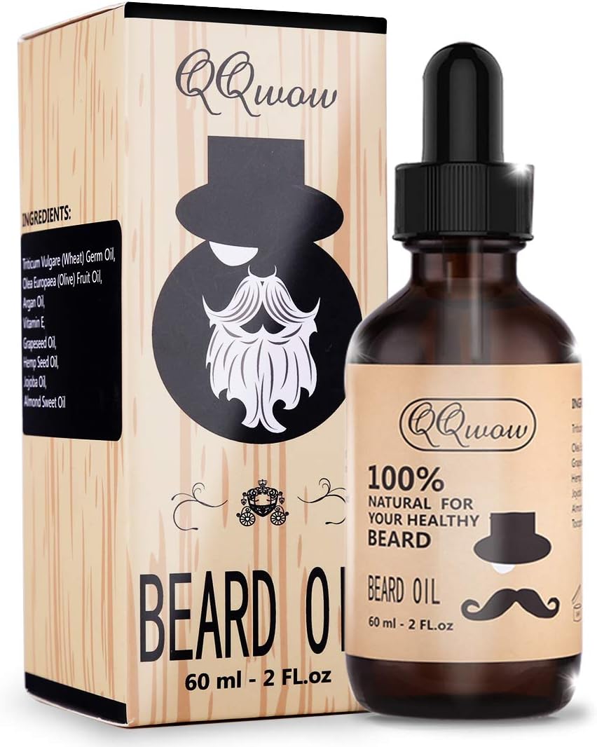 Beard Grooming & Growth Oil for Men, Leave-in Conditioner & Softener, Softens & Strengthens Mustache and Conditions Skin, Men’s Gifts - Natural Scent, 2 fl.oz