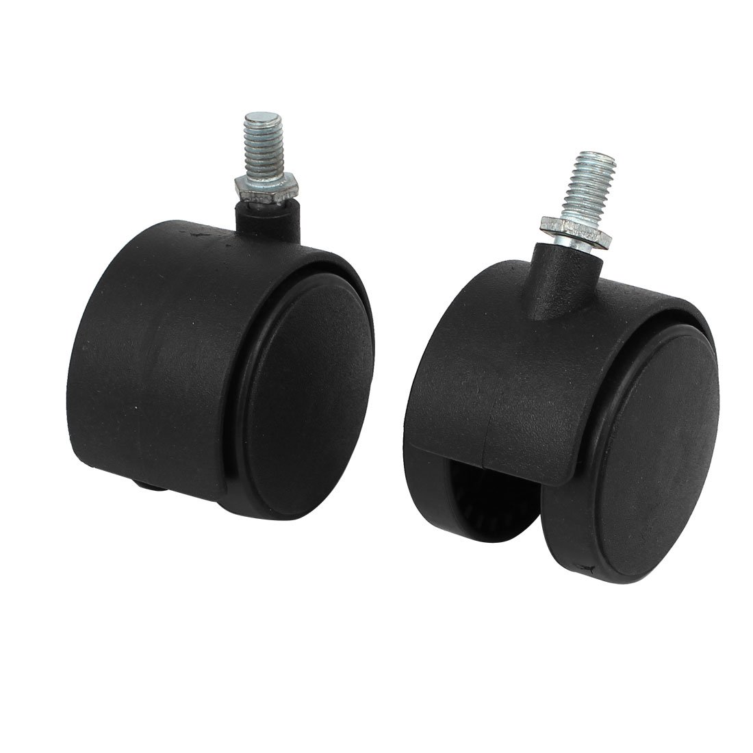 Lot de 4 roulettes pivotantes Doubles à Tige filetée de 7,5 mm - roulettes Robustes pour Meubles et équipements - Roulement Fluide et Installation Facile - Noir - Installation Facile