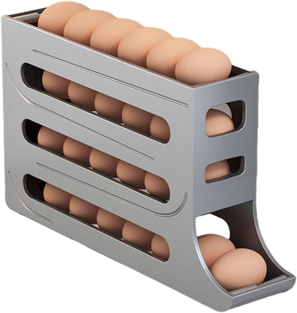 Hueveras, Dispensador de huevos rodante de 4 niveles. Dispensador de huevos rodante automático de 4 niveles. Ahorra espacio. Gran capacidad for refrigeradores, cocinas y refrigeradores.(Grey)