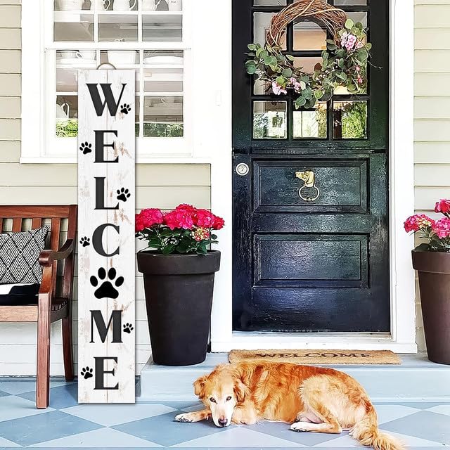 Targa In Legno Home Sweet Home Con Zampa Di Cane - Decorazione Da Parete Per Ingresso E Casa - 2
