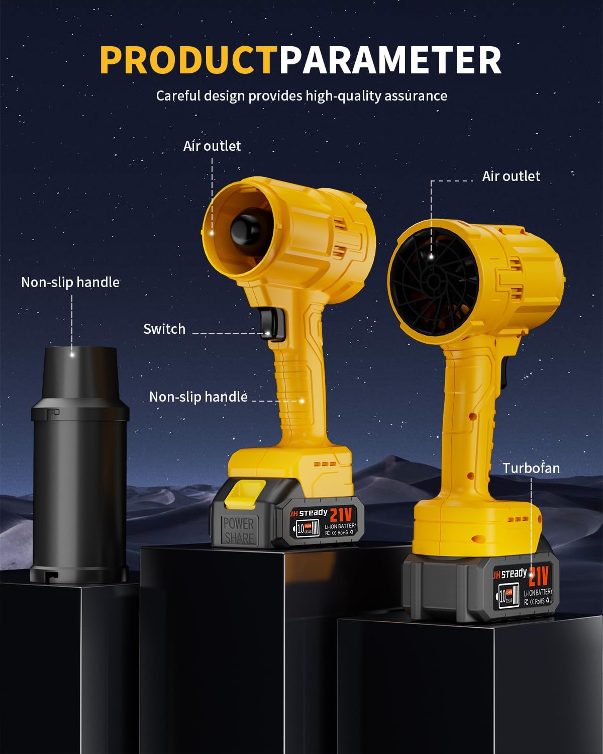 Cordless Leaf Blower, 980,000 RPM Handheld Blower with Detachable Air Nozzle, 2 X 4.0Ah Batteries & Charger, Lightweight for Patio Cleaning, Lawn Care, Leaves (21V Battery) - Image 5