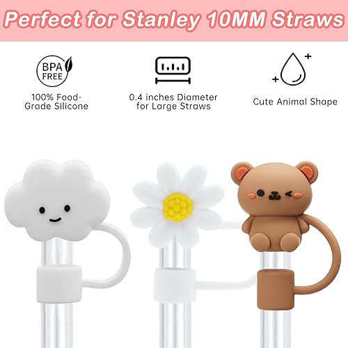 Miniatura 3 de Tapas de paja de nube de 0.394 pulgadas para copa Stanley, 6 unidades, accesorios para popotes Stanley, tapones de silicona para popotes, fundas de