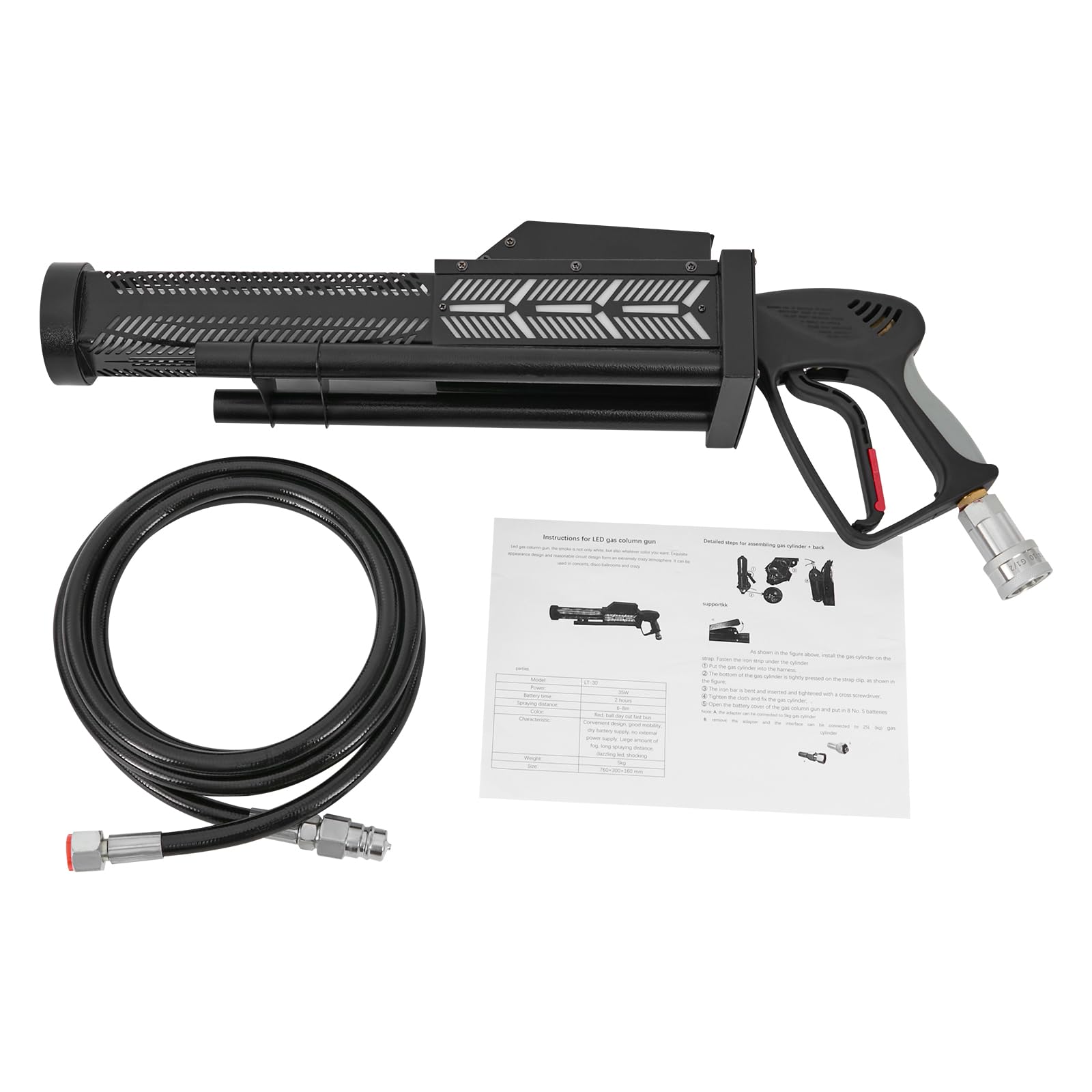 CO2 Handblaster, CO2 Jet Machine Hand CO2 Cannone con perline LED, distanza di iniezione di fumo, 58 cm, 4 moschettoni, per KTV, riunioni di famiglia, matrimonio, compleanno, Halloween, Capodanno