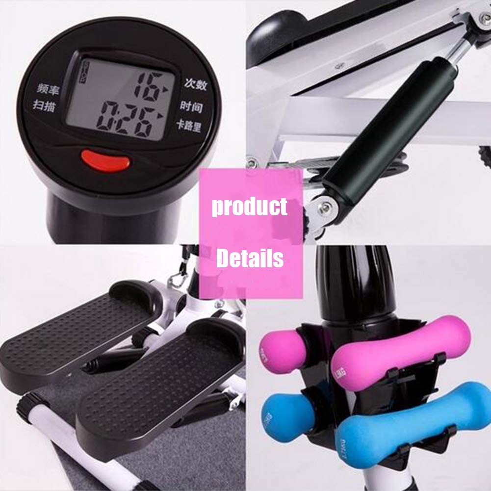 Stepper Fitness Multifunzione per Esercizi, Mini Stepper con Corrimano e Fasce di Resistenza Gambe Interne Allenatore per Tutto Il Corpo Cardio Ginnico per Uomini e Donne
